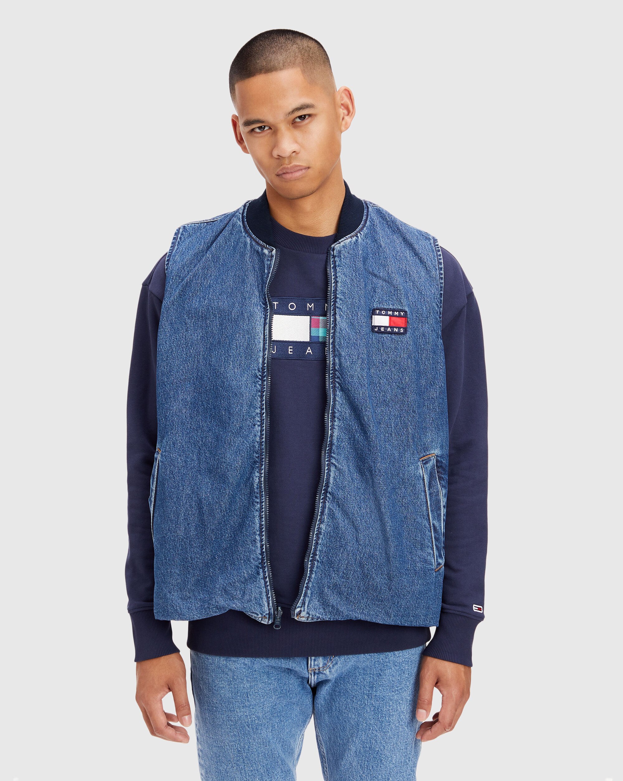 Tommy Hilfiger Giacca Smanicata Reversibile Oversize Blu Uomo