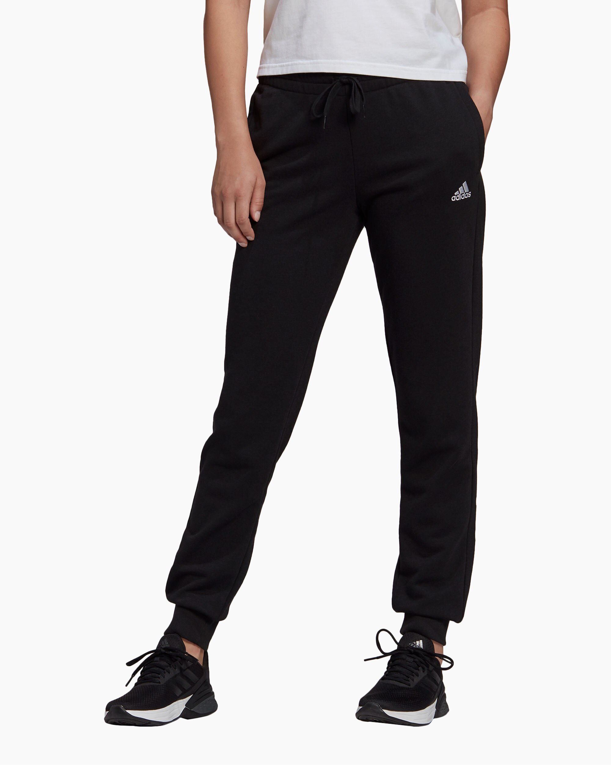 Adidas Pantaloni Essentials French Terry Logo Nero Donna