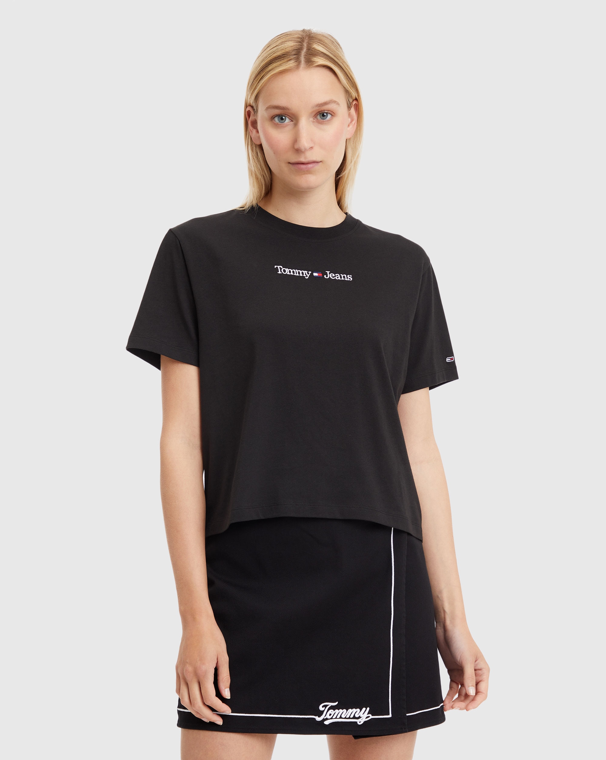 Tommy Hilfiger T-Shirt Serif Linear Nero Donna