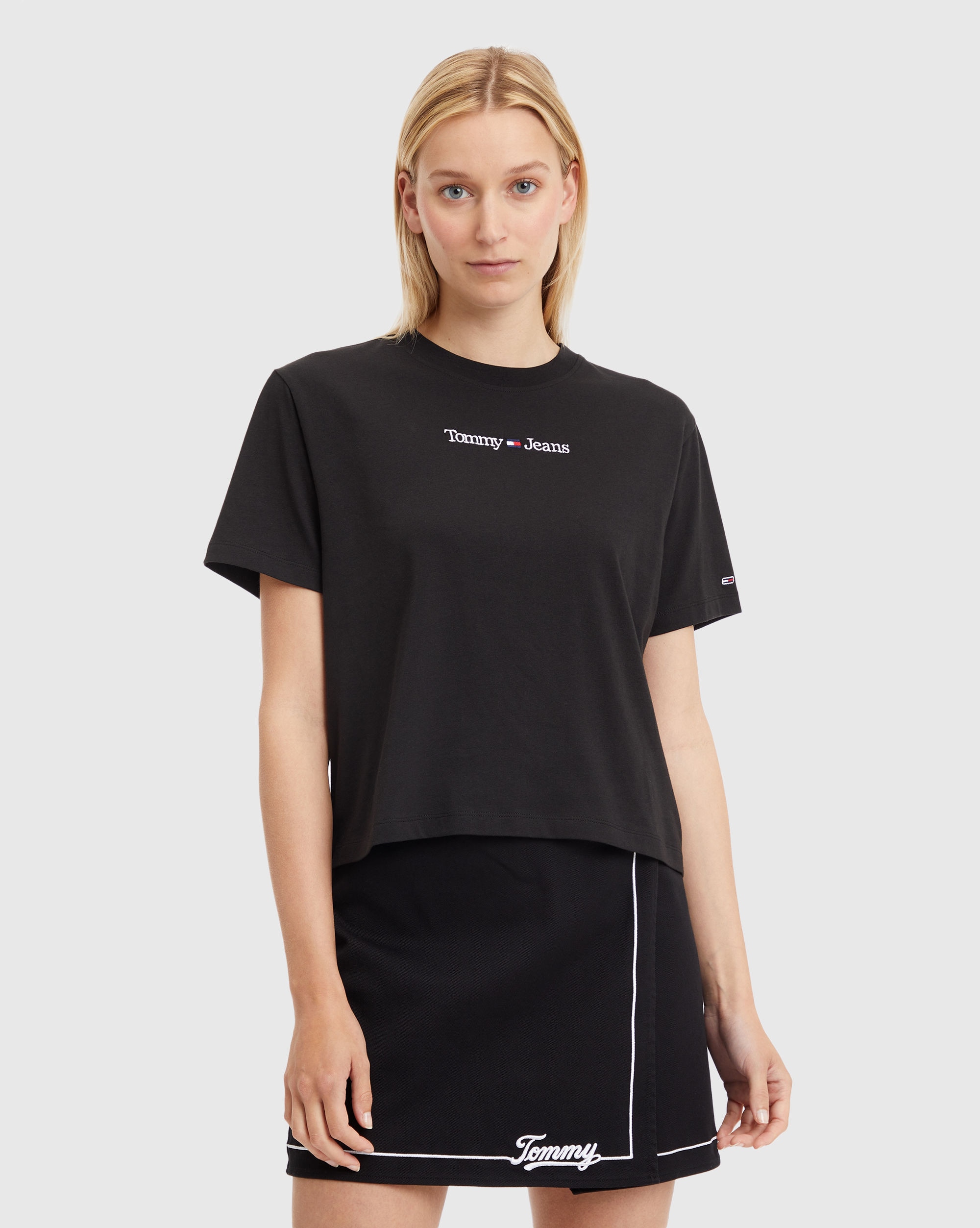 Tommy Hilfiger T-Shirt Serif Linear Nero Donna
