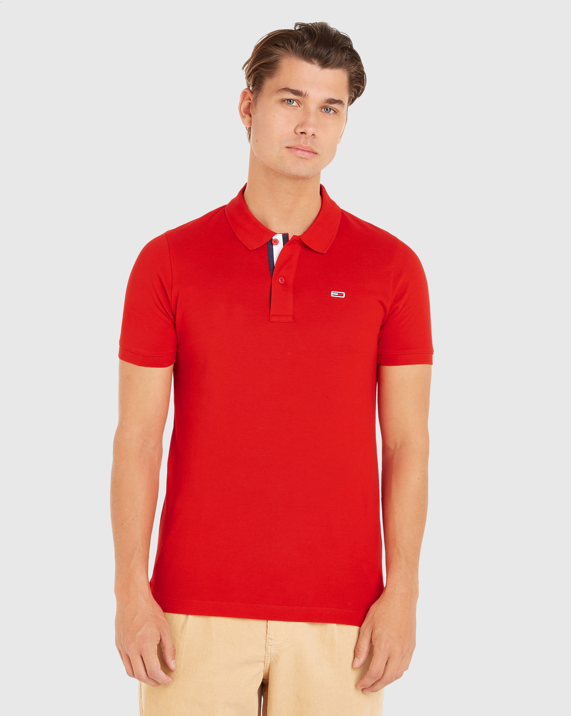 Tommy Hilfiger Polo Slim Placket Rosso Uomo