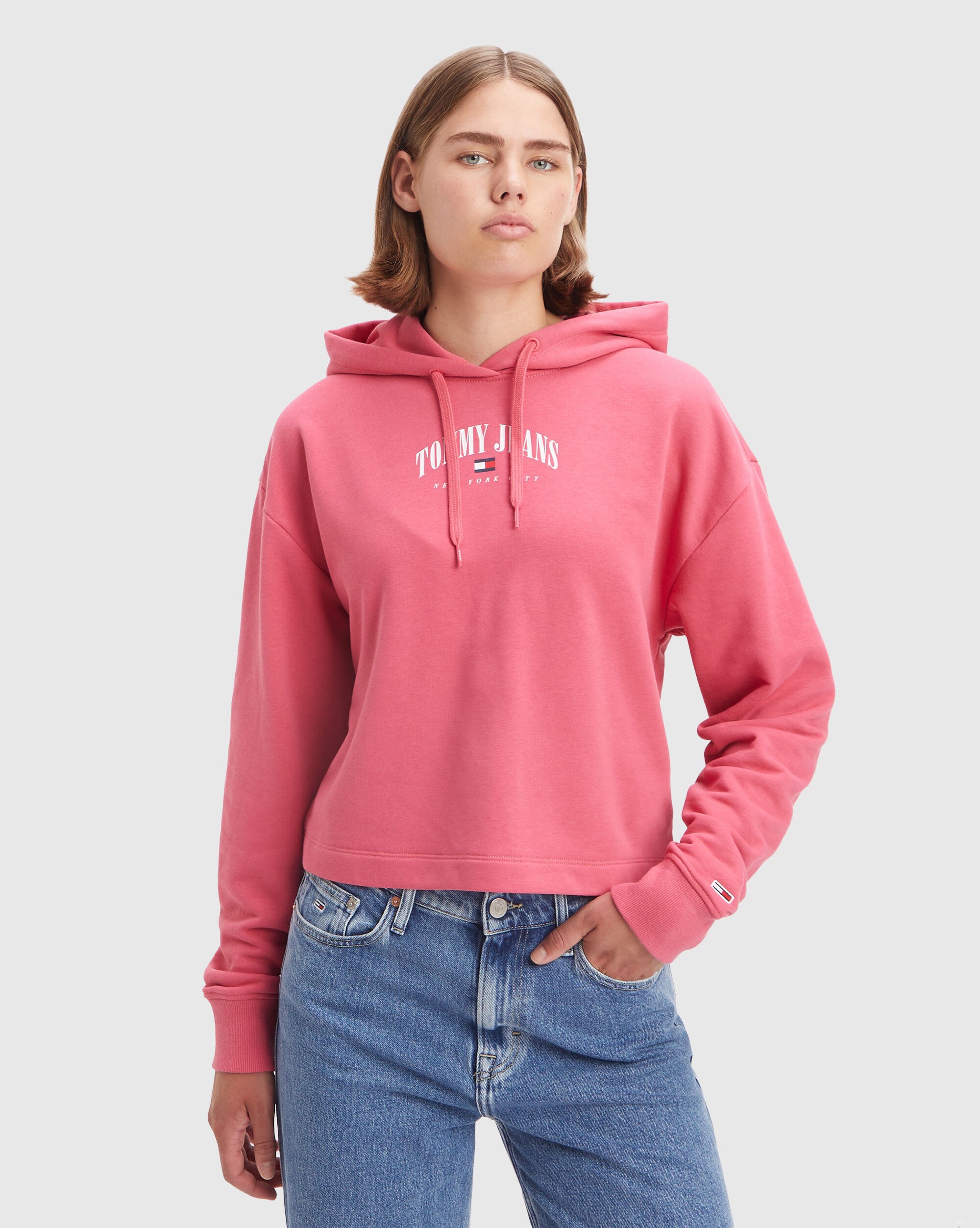 Tommy Hilfiger Felpa Con Cappuccio Logo Rosa Donna