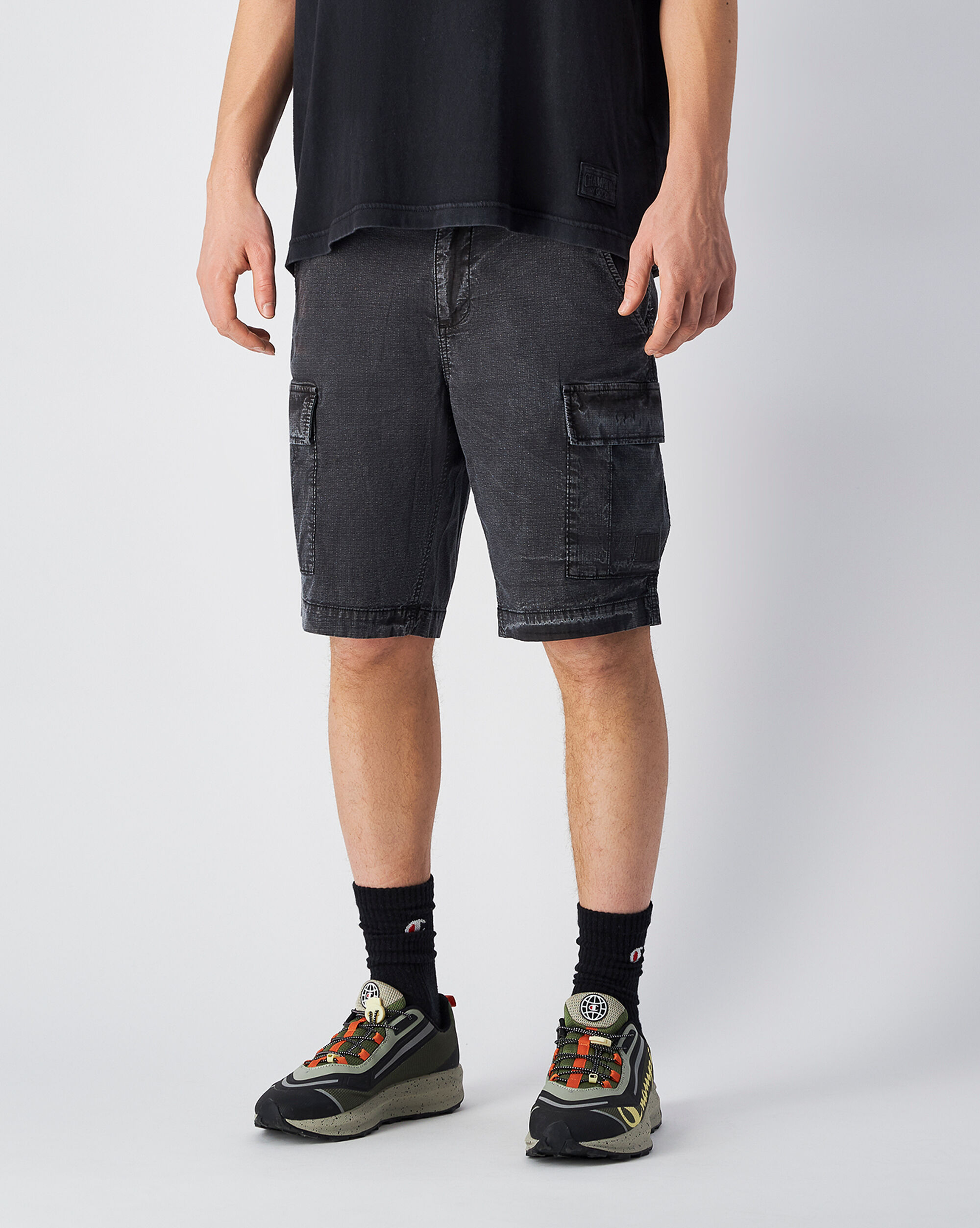 Shorts Cargo in Woven Time Capsule Nero Uomo