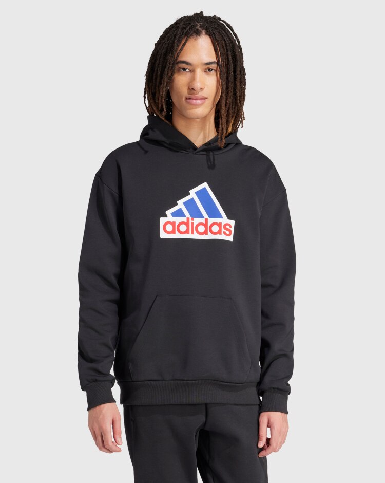 Adidas Felpa Con Cappuccio Big Logo Nero Uomo