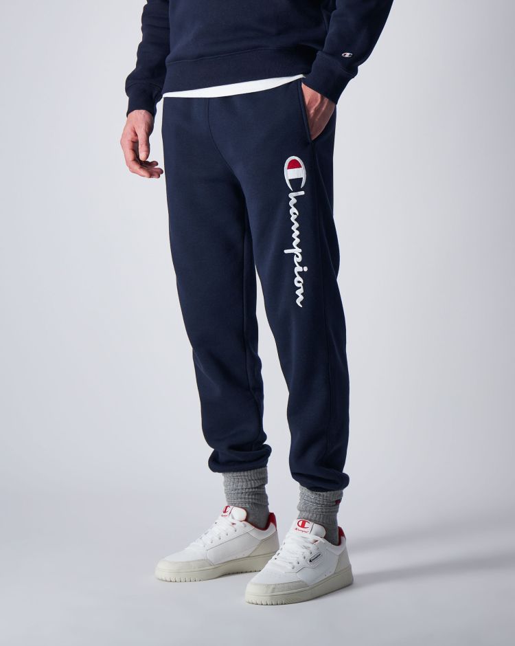 Champion Pantaloni Authentic con Polsino a Costine Blu Uomo