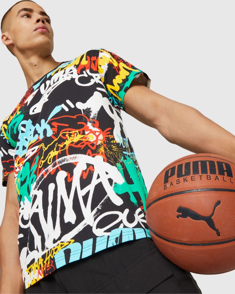 Puma T-shirt da basket Graffiti Nero Uomo