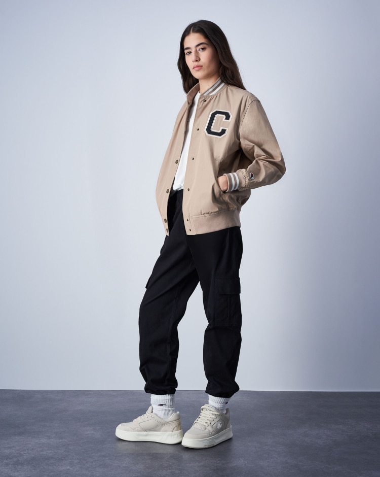 Champion Giacca Bomber Con Logo College Grigio Donna