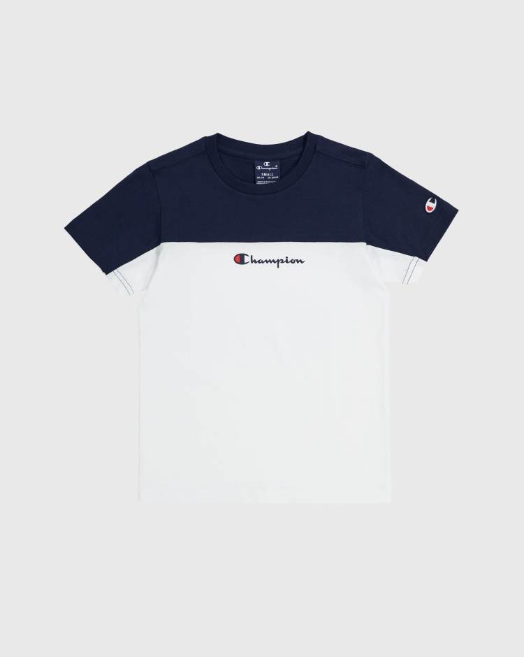 Champion T-Shirt Bicolore Bianco Bambino