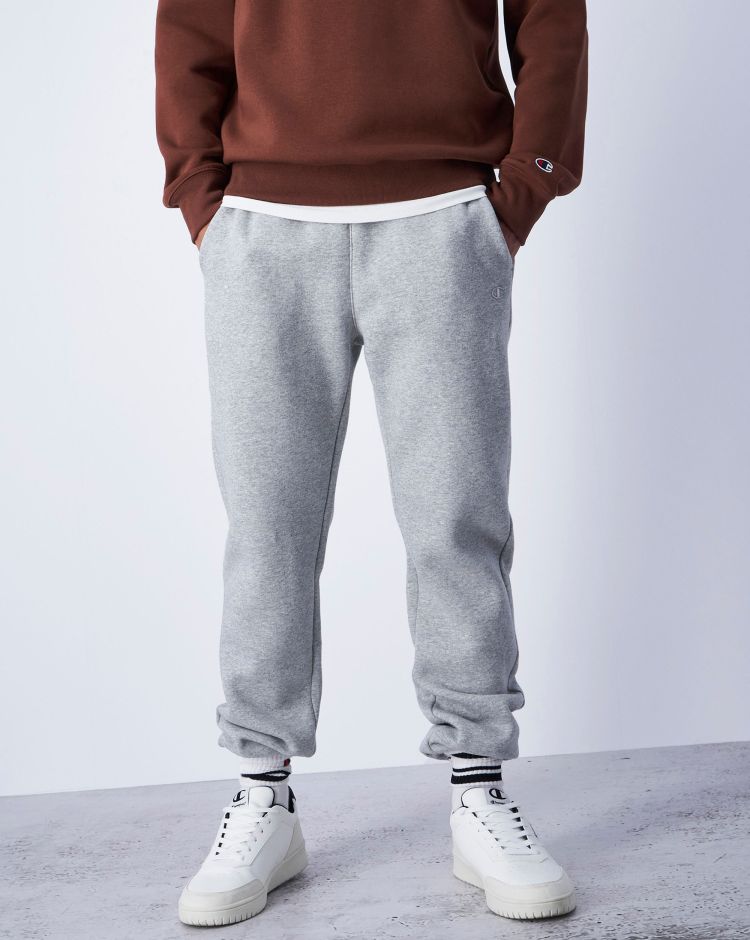 Champion Pantaloni Con Polsino e Mini Logo Ricamato Grigio Uomo
