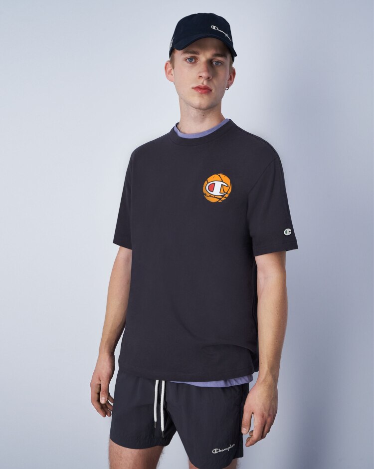 Champion T-Shirt Girocollo Eco Future Con Grafiche Nero Uomo
