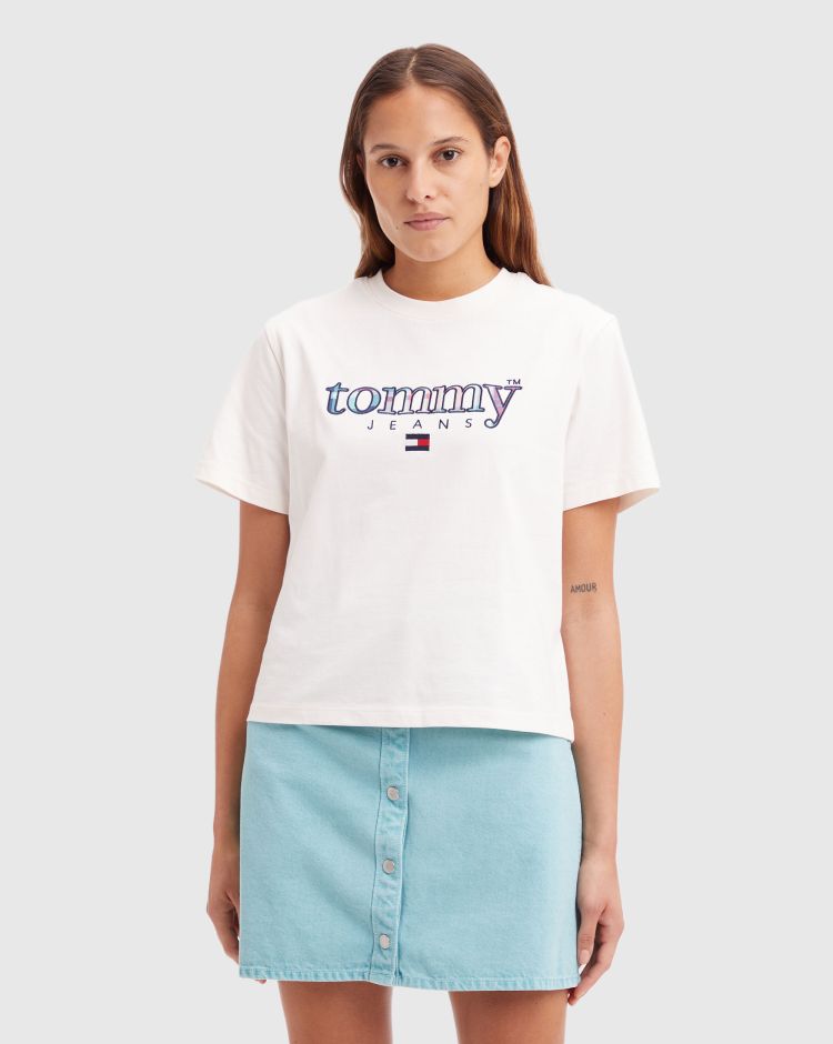 Tommy Hilfiger T-Shirt Tartan Bianco Donna