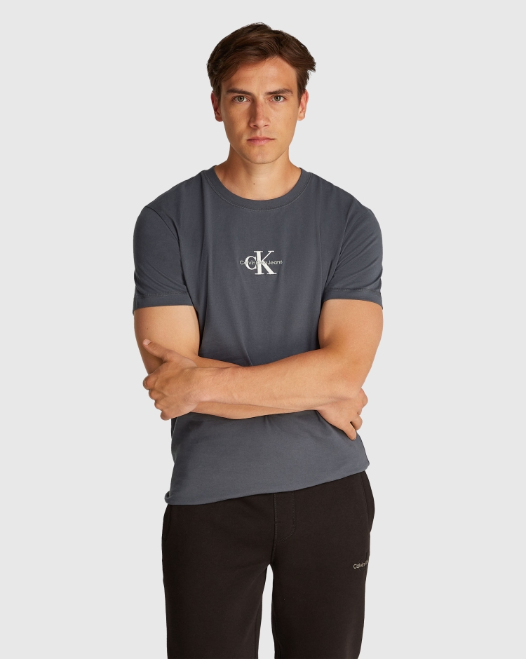 T-shirt con monogramma Nero Uomo