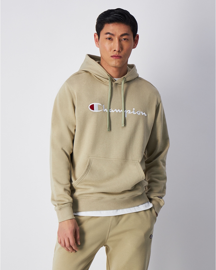 スウェット・トレーナー Golden Felpa In Cotone Con Logo Champion Felpa Con Cappuccio e Logo Grande Beige Uomo