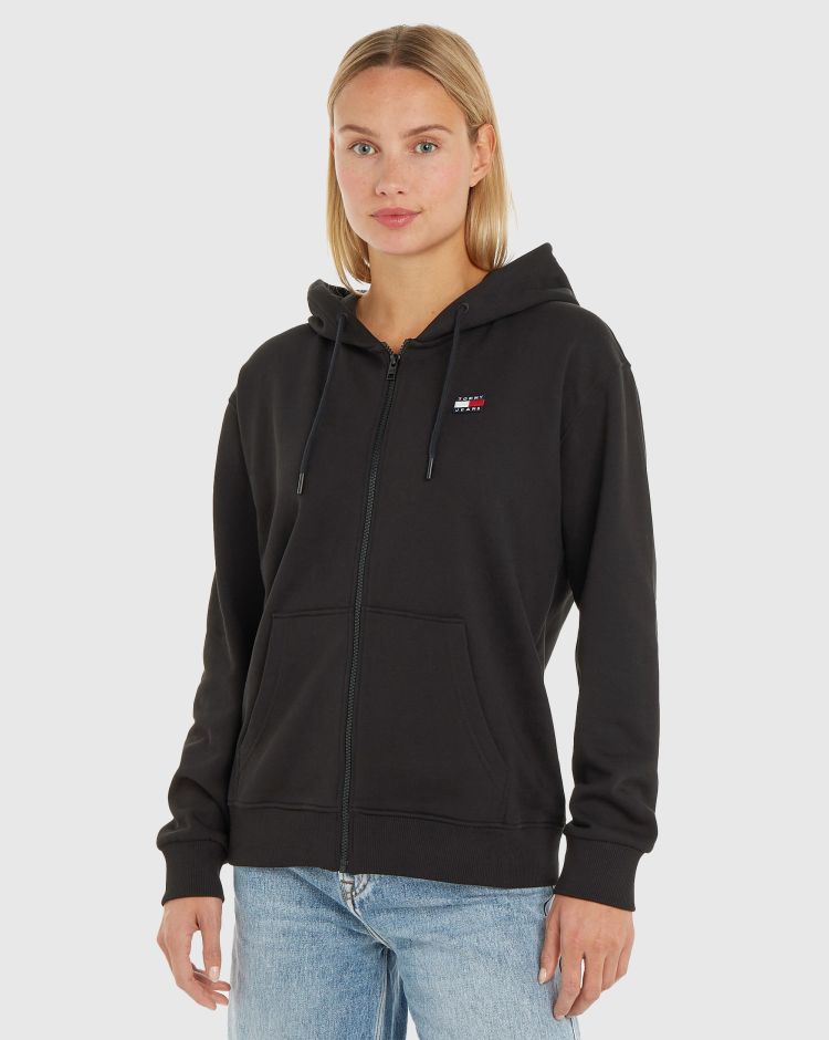 Tommy Hilfiger Felpa Con Zip Relax Badge Nero Donna