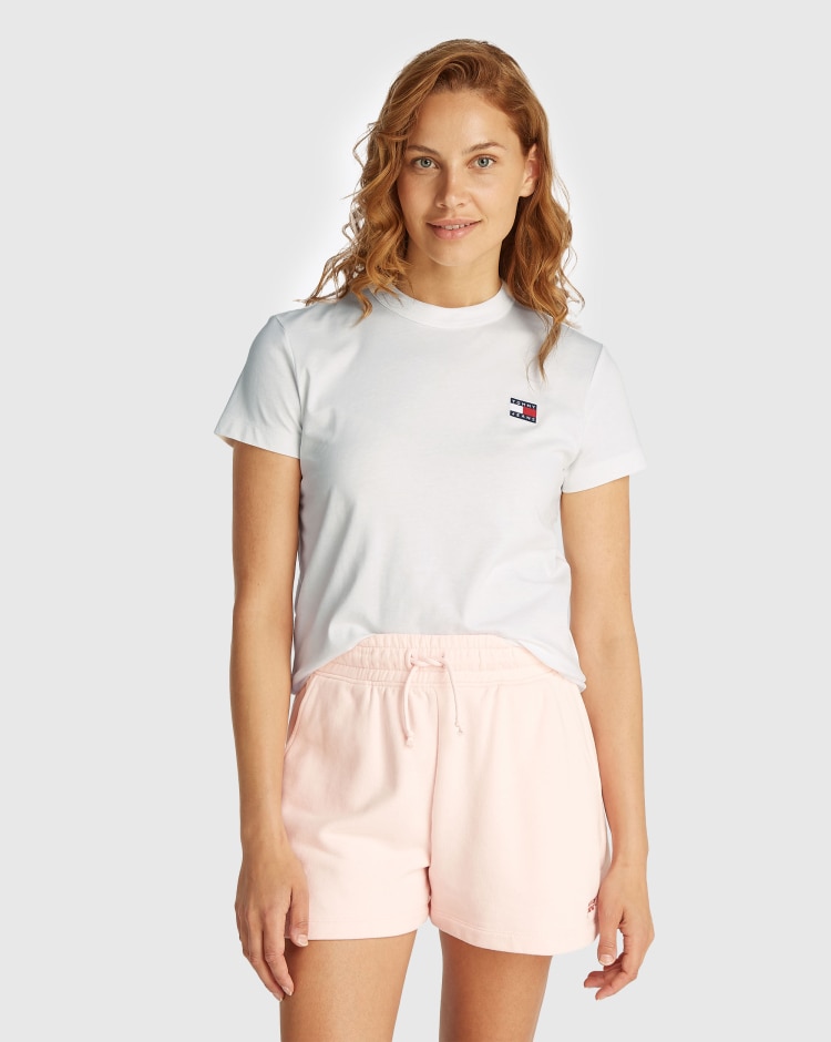 T-shirt con distintivo Tommy Bianco Donna