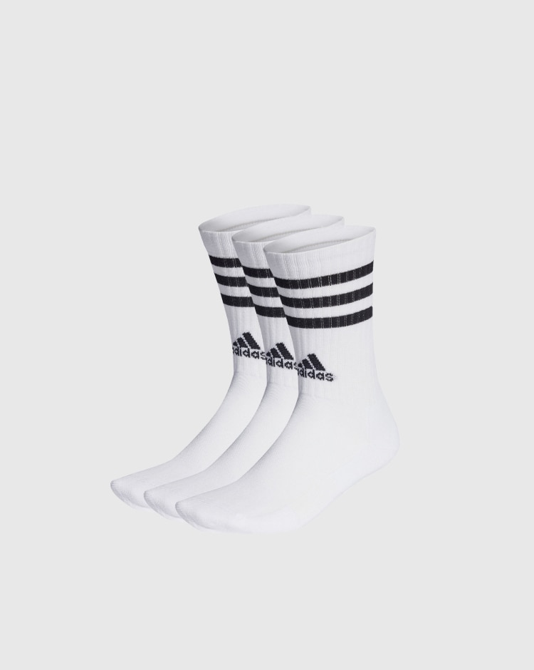 Adidas Calze 3-Stripes Cushioned (3 paia) Bianco Unisex
