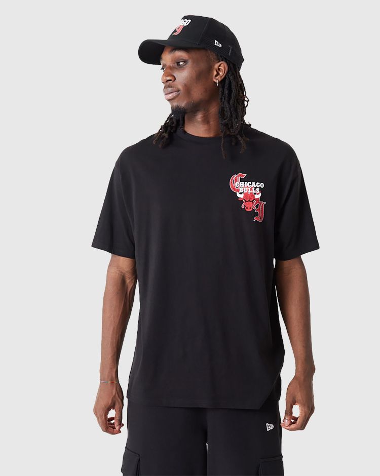 New Era NBA T-Shirt Oversize Team Graphic Chicago Bulls Nero Uomo