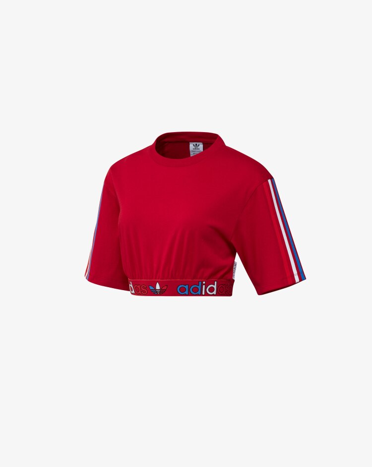 Adidas T-shirt Cropped Adicolor Primeblue Tricolor Donna