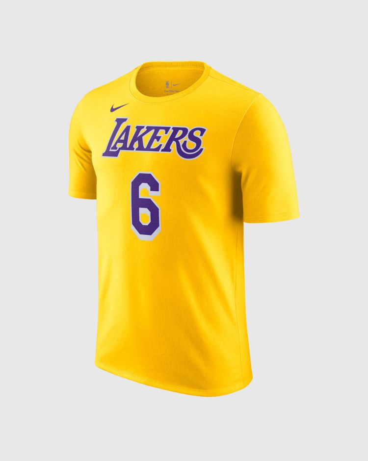 Nike NBA T-Shirt Los Angeles Lakers James Giallo Uomo