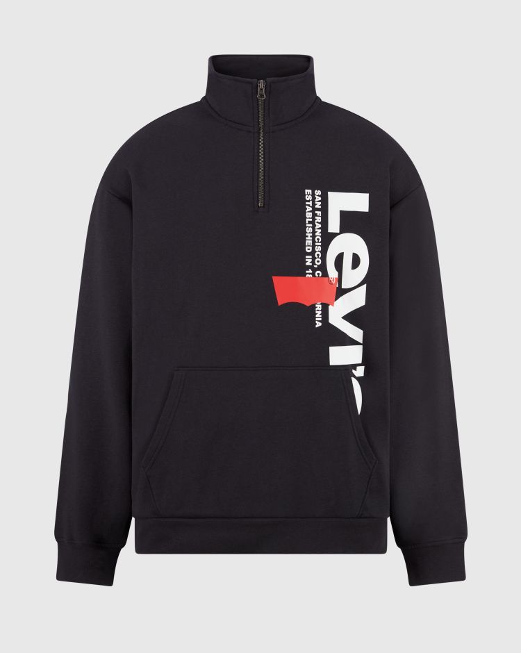 Levi's Felpa Mezza Zip Relaxed Graphic Nero Uomo