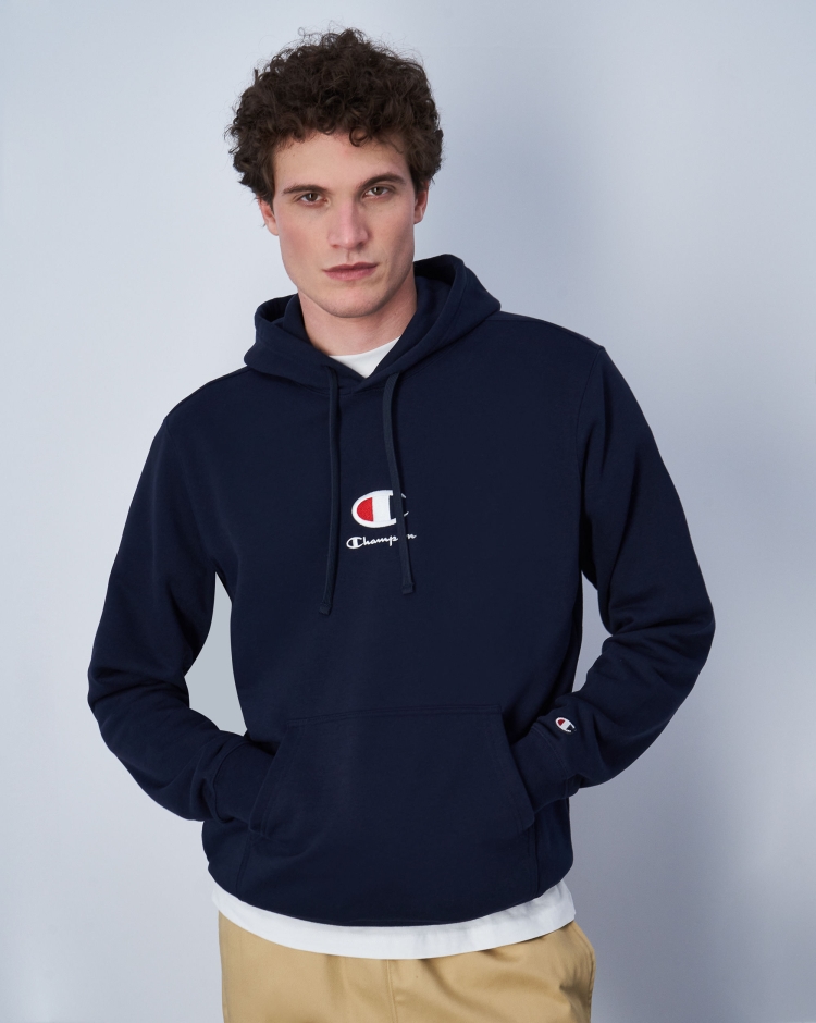 Champion Felpa Con Cappuccio E Nuovo Logo Blu Uomo