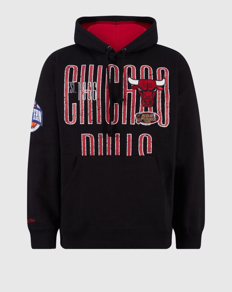 Mitchell&Ness NBA Felpa Con Cappuccio Fleece 2.0 Chicago Bulls Nero Uomo