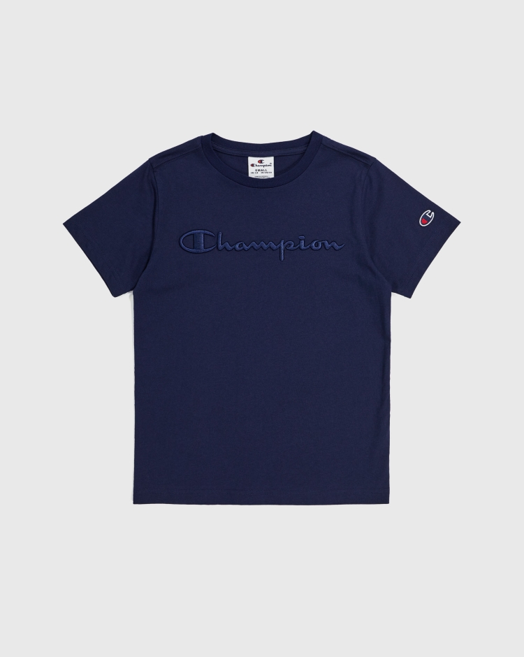 Champion T-Shirt Girocollo Logo Blu Bambino