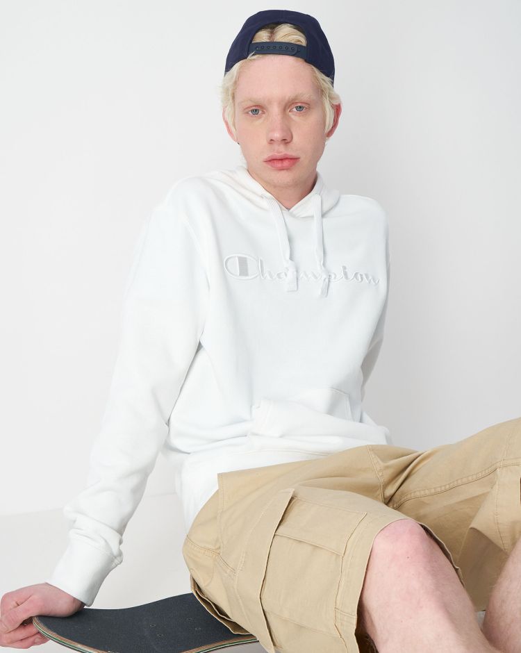 Champion Felpa Con Cappuccio Con Dettagli Ricamati Bianco Uomo