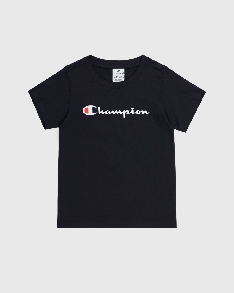 Champion T-Shirt Girocollo Big Logo Nero Bambina
