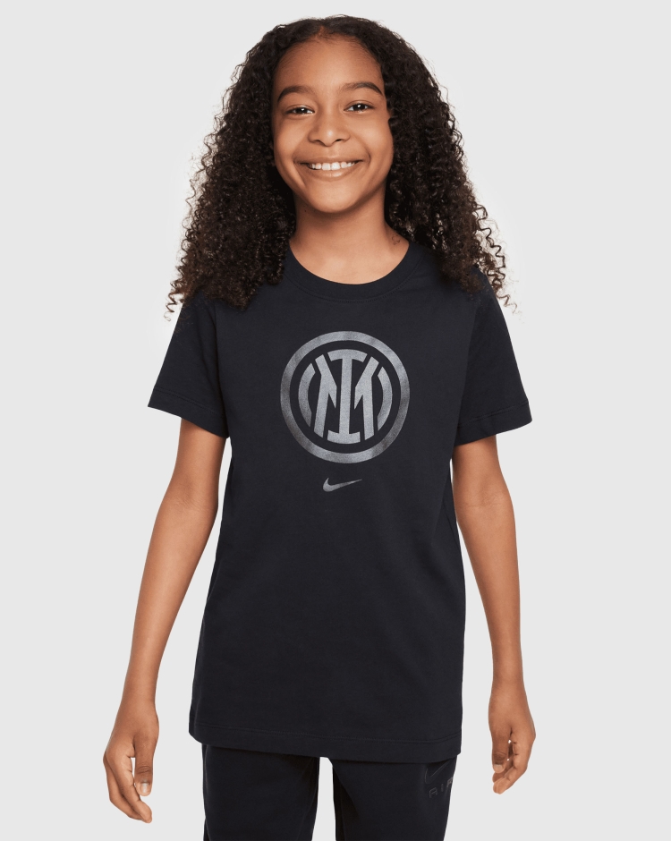 Nike T-Shirt Inter in Cotone Con Logo Grande Nero Bambino