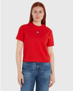 Tommy Hilfiger T-Shirt con Badge Rosso Donna