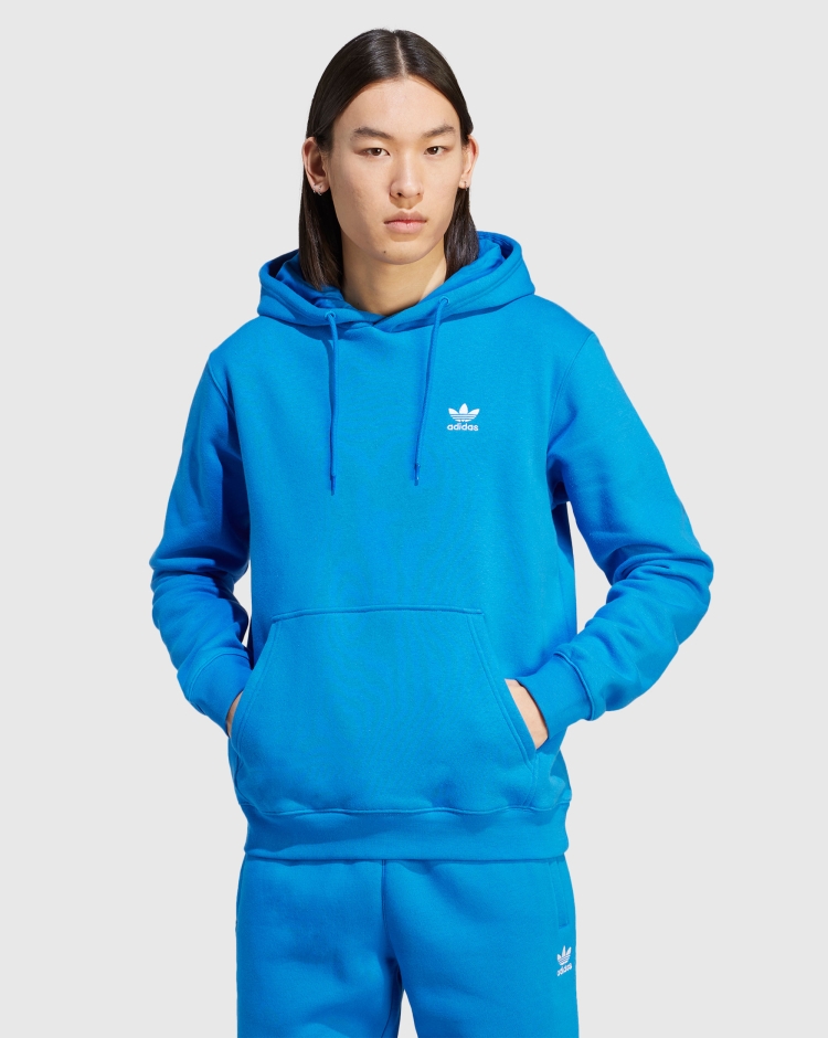 Adidas Originals Felpa Con Cappuccio Trefoil Essentials Blu Uomo