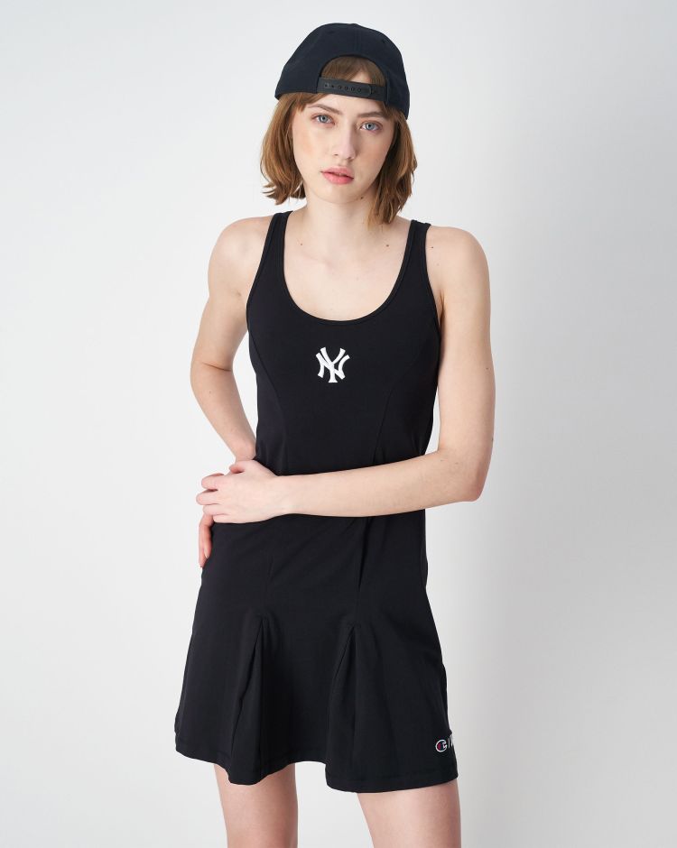 Champion Abito In Cotone Ricamato MLB Nero Donna