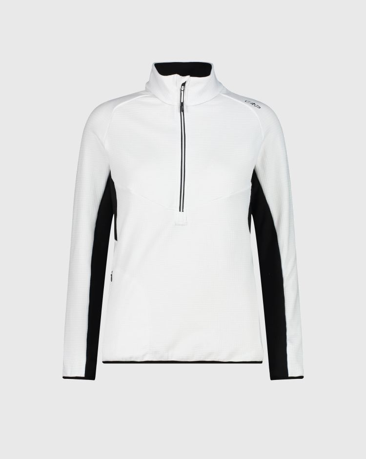 CMP Lupetto mezza zip in Grid Tech Bianco Donna