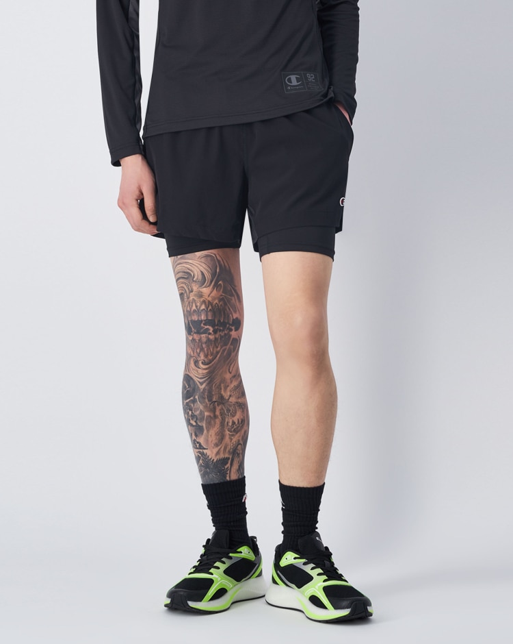 Shorts running 2 in 1 5’’ Nero Uomo