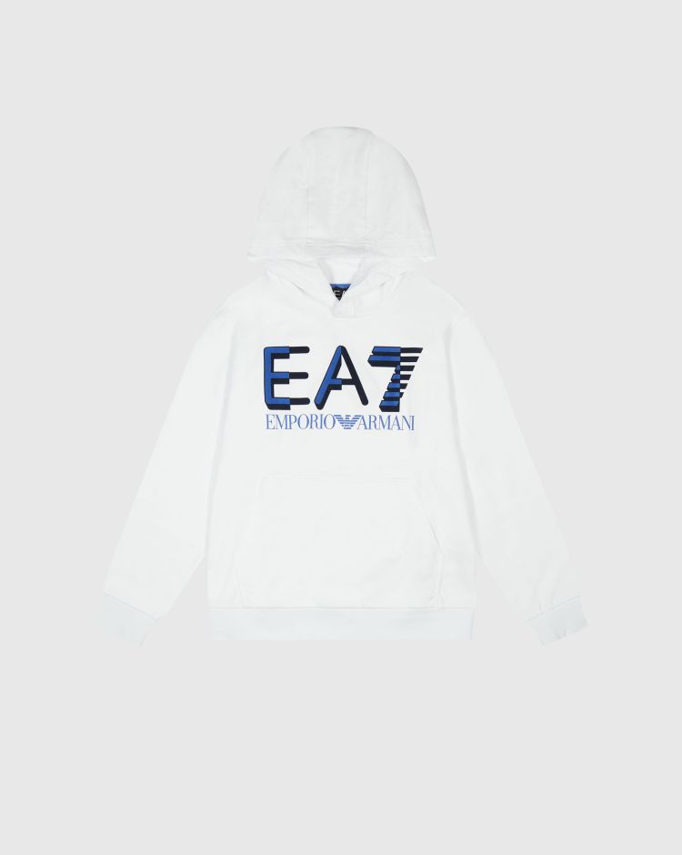 Emporio Armani EA7 Felpa Con Cappuccio Train Logo Series Bianco Bambino