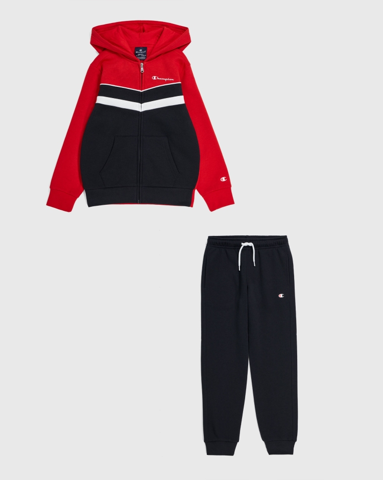 Champion Tuta Con Cappuccio Full Zip Mini Logo Rosso Bambino