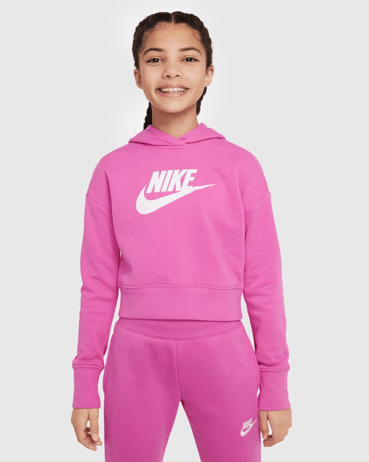 Nike Felpa corta in French Terry con cappuccio Viola Bambina