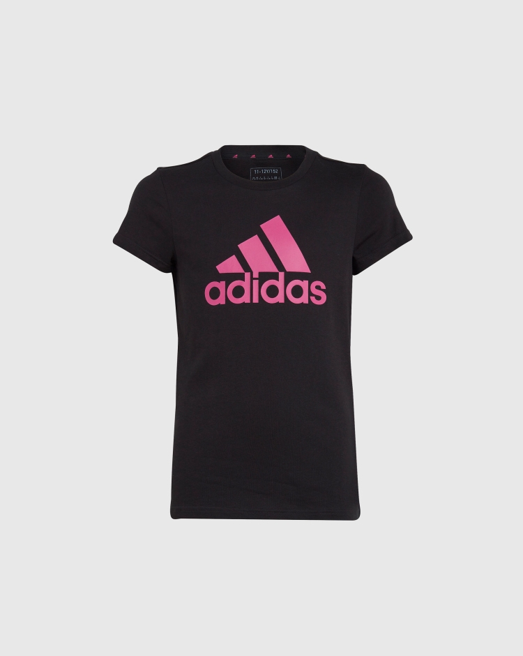 Adidas Essentials Big Logo Cotton T-Shirt Nero Bambina