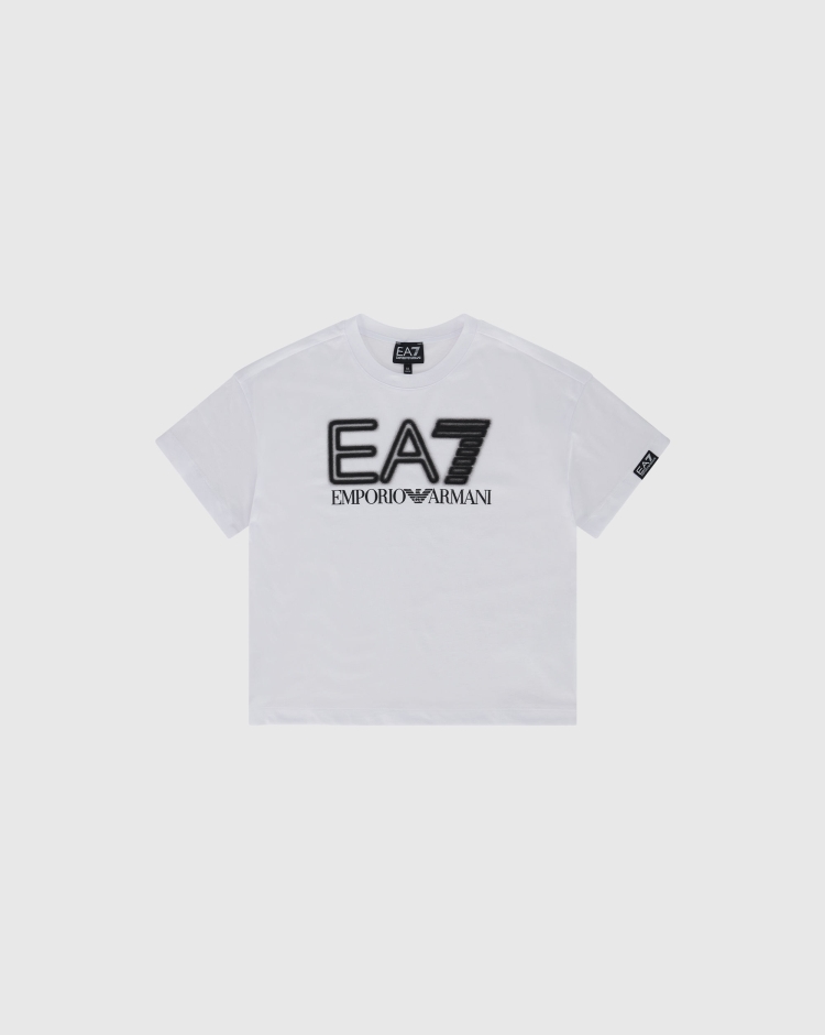 Emporio Armani EA7 T-Shirt Over Size Big Logo Bianco Bambino
