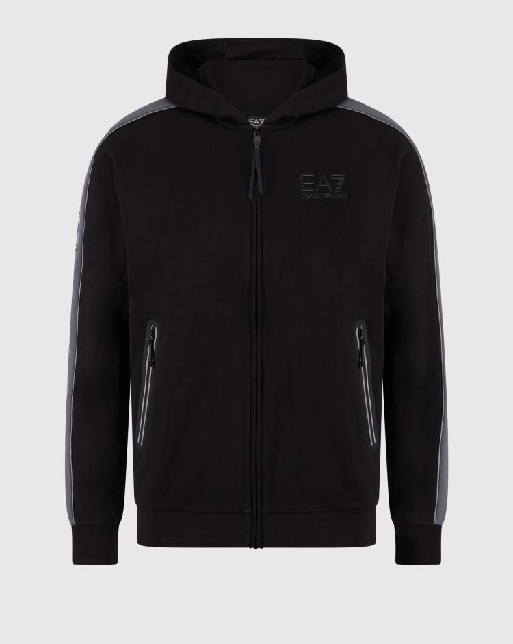 Emporio Armani EA7 Felpa Con Cappuccio Full Zip Train Athletic Nero Uomo
