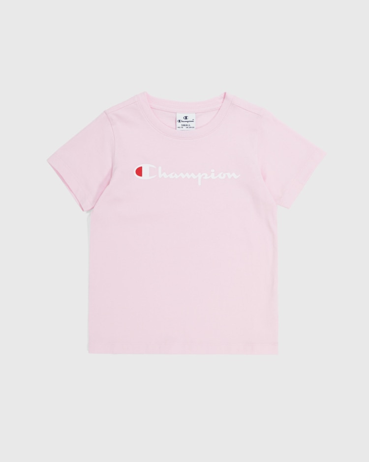 Champion T-Shirt In Jersey Con Logo Champion Rosa Bambina