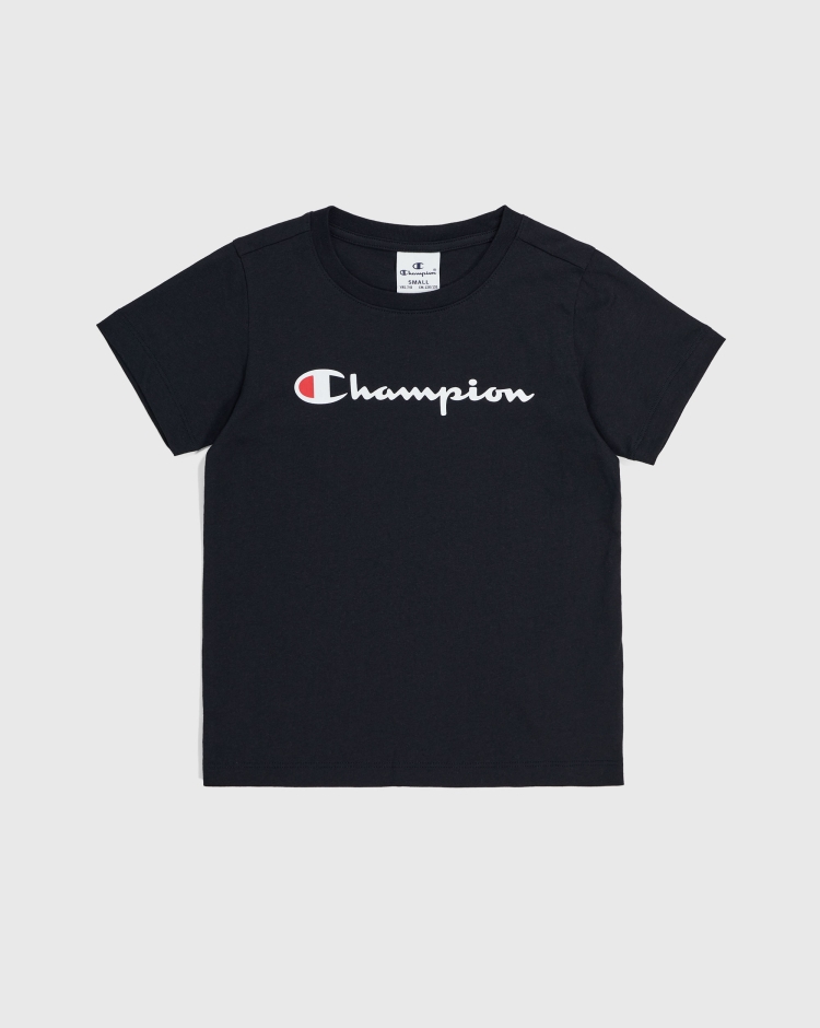 Champion T-Shirt In Jersey Con Logo Champion Nero Bambina