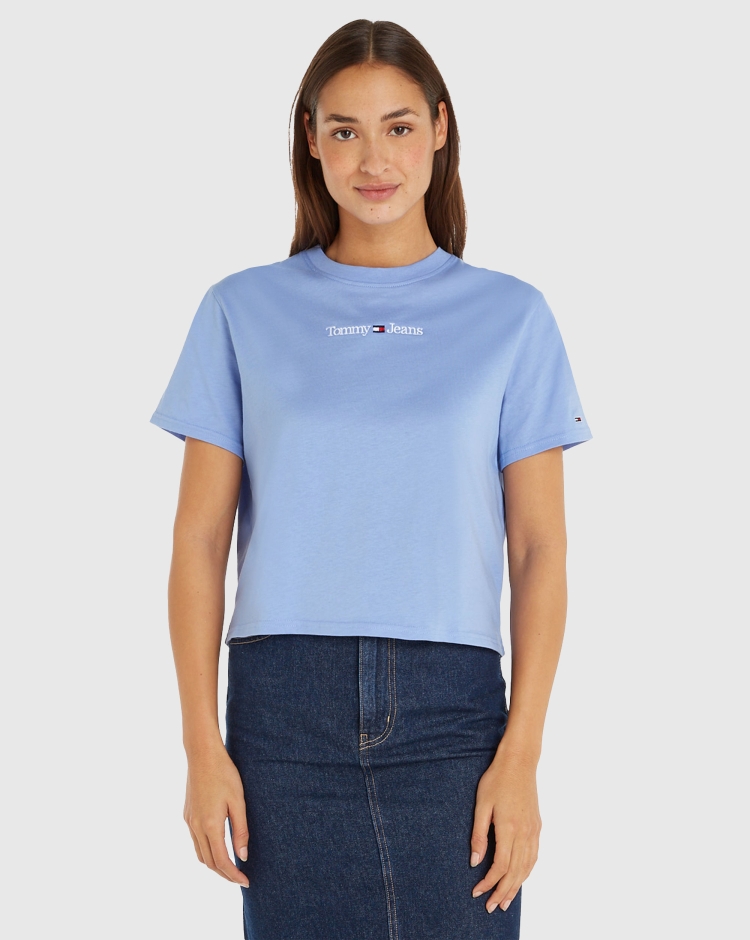 Tommy Hilfiger T-Shirt Classic Serif Linear Blu Donna