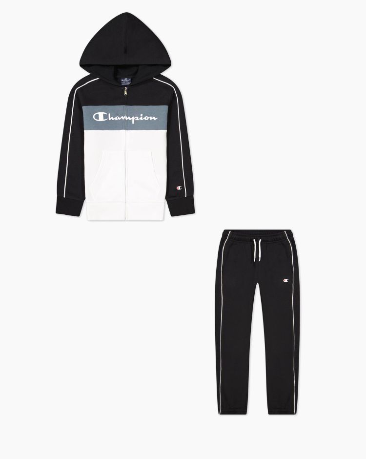 Champion Tuta con Felpa Cappuccio Full Zip Nero Bambino