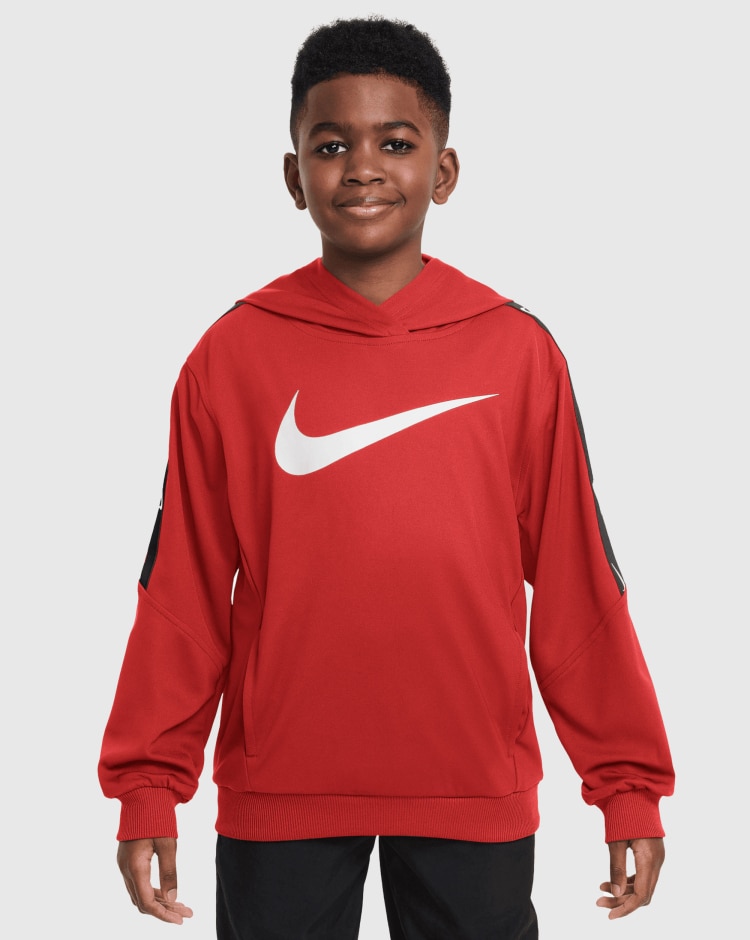 Felpa pullover in maglia con cappuccio Rosso Bambino