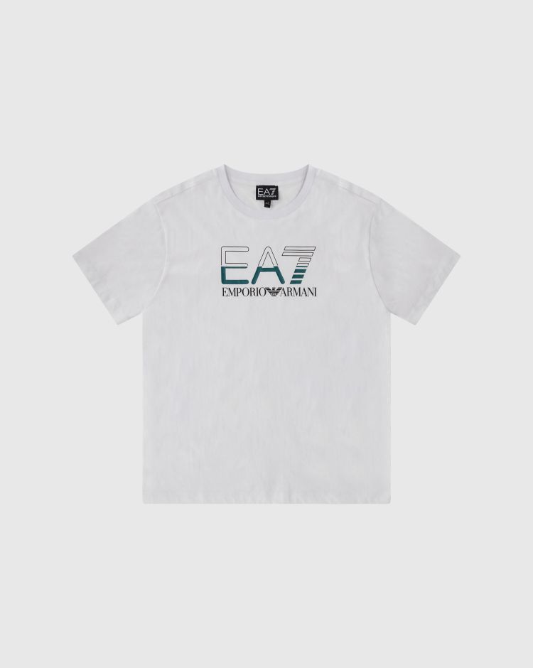 Emporio Armani EA7 T-Shirt Girocollo Train Logo Bianco Bambino