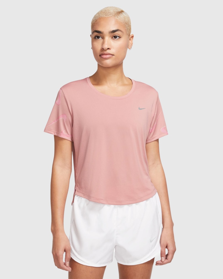 Nike T-Shirt Crop Dri-FIT Swoosh Rosa Donna