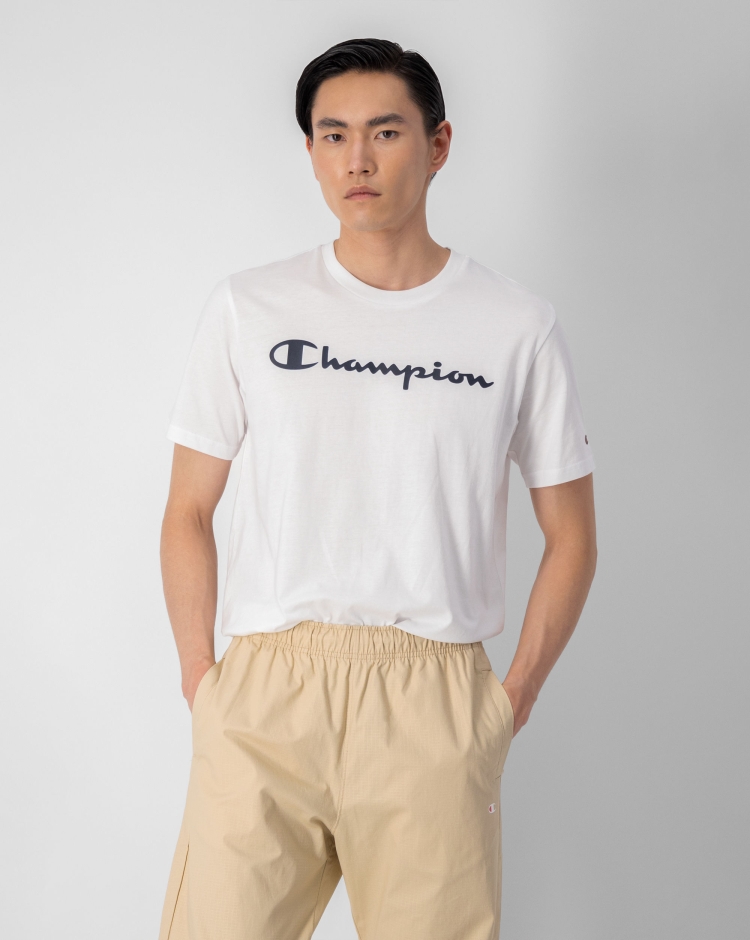 Champion T-shirt In Cotone Con Logo Champion Bianco Uomo