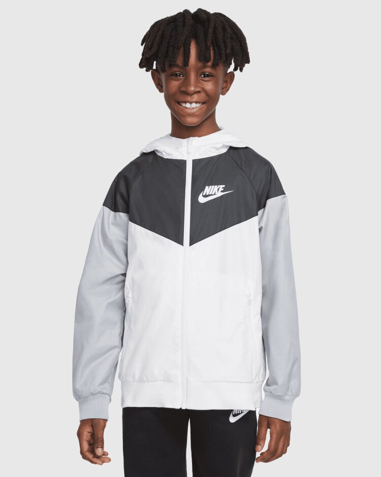 Nike Giacca Windrunner Con Cappuccio Bianco Bambino